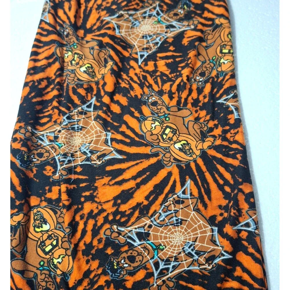 Spirit Scooby Doo XL Mens Tie Dye Print Web Pumpkins Orange Black Lounge Pants - Picture 7 of 8